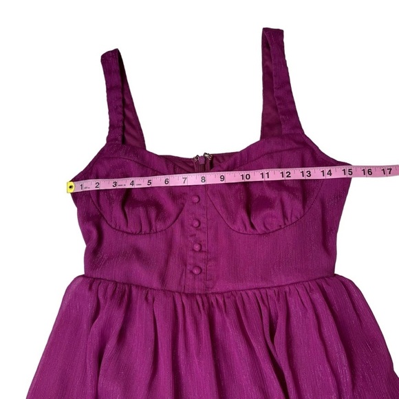 Lulus Tier for the Drama Magenta Purple Lurex Tiered Midi Dress - Picture 11 of 15